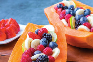 PAPAYA BOATS WITH FOREST FRUITS