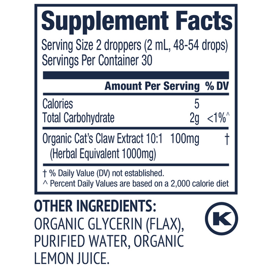 Organic Cat's Claw, non-alcoholic extract 10:1, 60 ml, Vimergy®