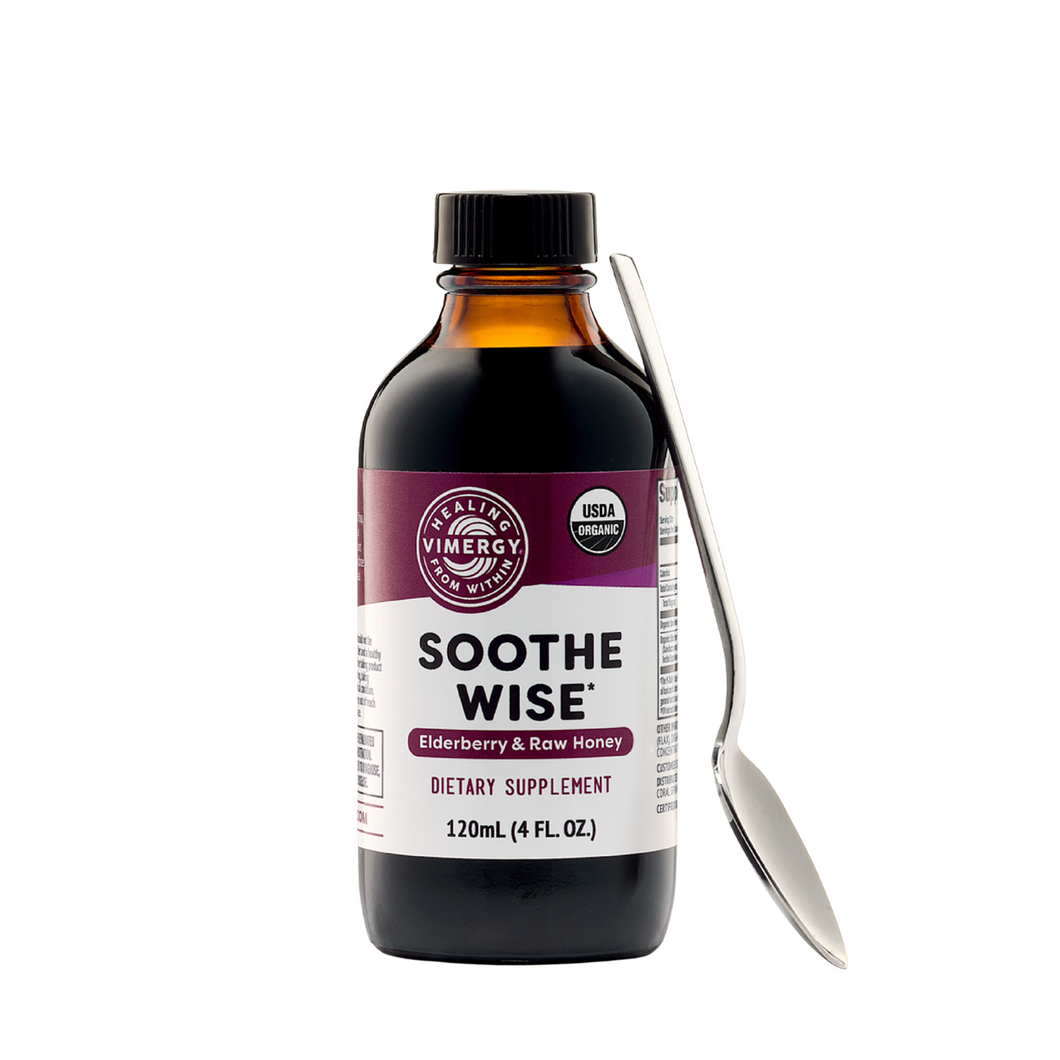 Soothe Wise Organic Elderberry and Raw Honey Syrup, 120ml, Vimergy®