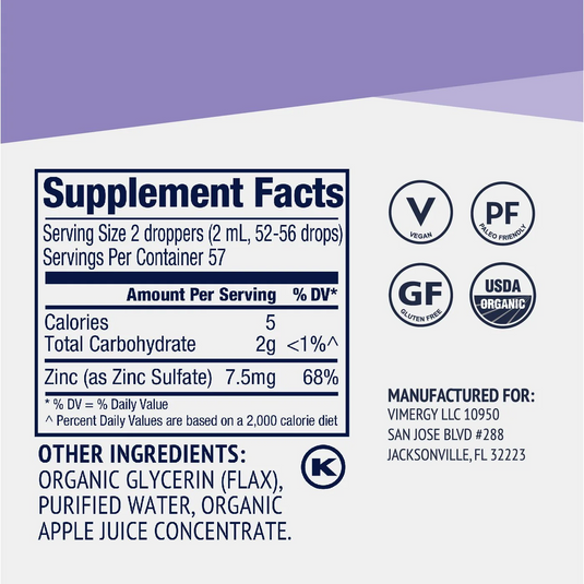 Organic ZINC SULPHATE, υγρό, 115ml.