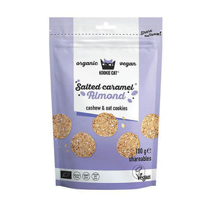 Organic mini cookies, Salted caramelized almonds, 100 g.